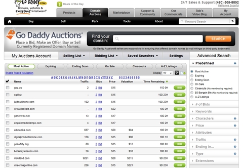 Godaddy Auctions - аукцион доменов